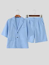 Mens Solid Color Casual Two Pieces Outfit SKUL09673