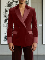 Men's Velvet Patchwork Color Block Long Sleeve Blazer SKUL36350