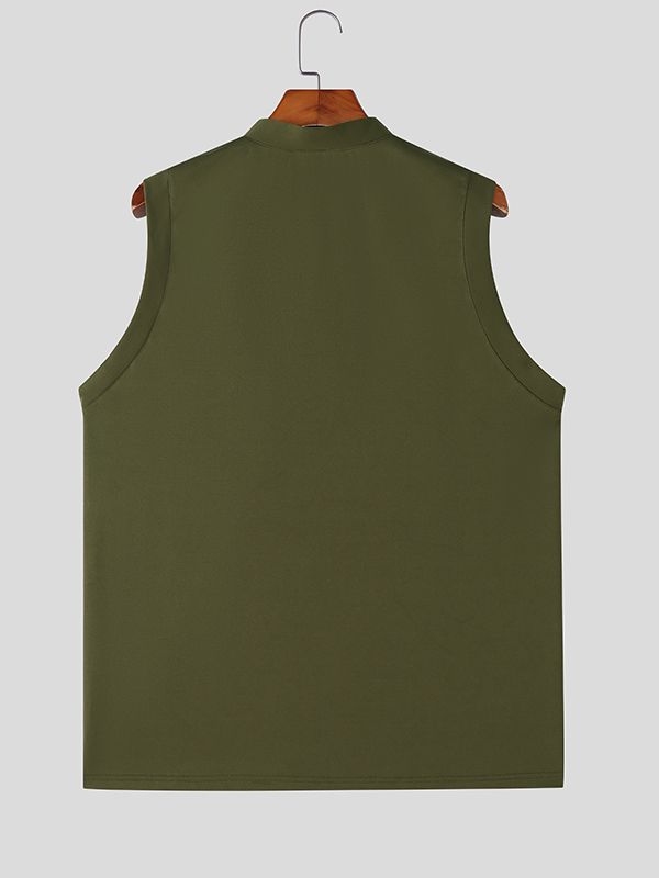 Men's Button Half Placket Knit Tank SKUL39022