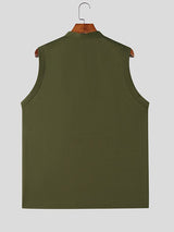 Men's Button Half Placket Knit Tank SKUL39022