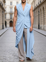 Men's Avant-Garde Asymmetric Draped Longline Blazer SKUL68220
