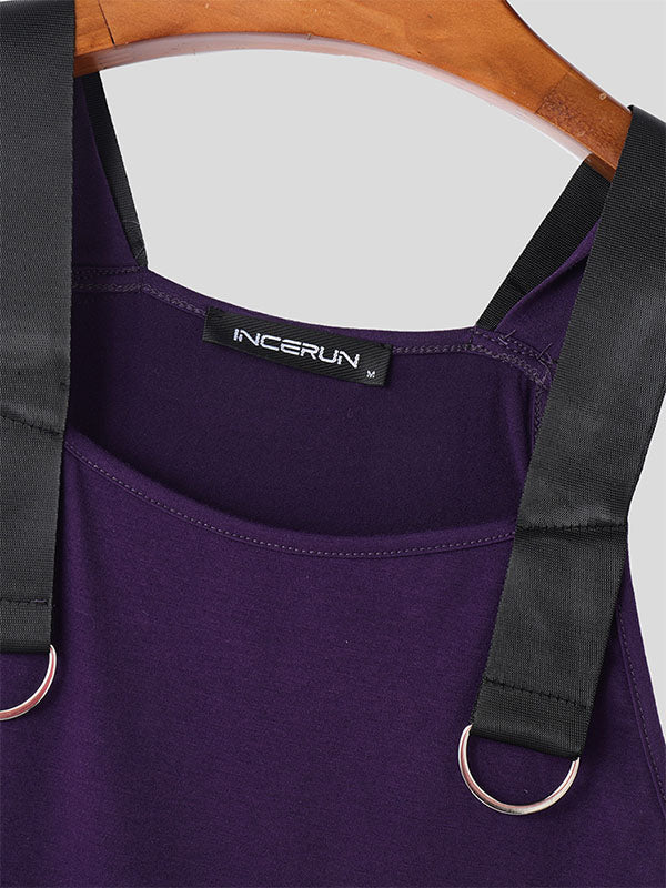 Mens Solid Color Knit Fitted Sleeveless Tank SKUL05346