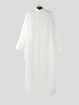 Men's Cape Patchwork Panel Semi Sheer Long Sleeve Shirt SKUL45327