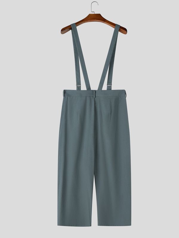 Men's Retro Gallery Suspender Straps Multi Button Fly High Waist Jumpsuit SKUL82398