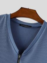 Mens Solid Color Textured Zipper Casual Tank SKUL20207