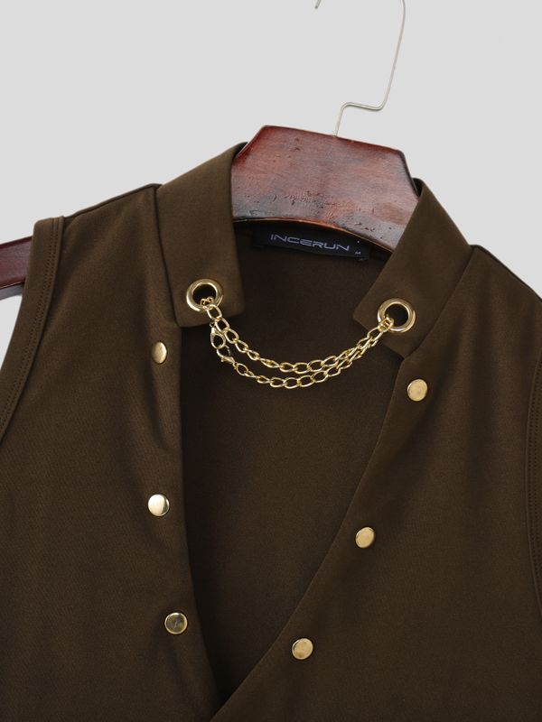 Men's Chain Decoration Slim Fit Waistcoat SKUL48010