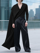 Men's Knit Textured Shawl Long Sleeve T-Shirt SKUL29769