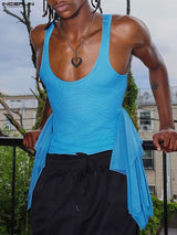 Men's Semi-Sheer Fine Mesh Low Neck Tank SKUL42804