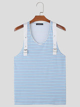 Mens Metal Strap Design Striped Sleeveless Tank SKUK69183