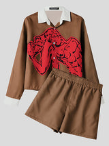 Mens Striped Print Colorblock Two Pieces Outfit SKUL07596