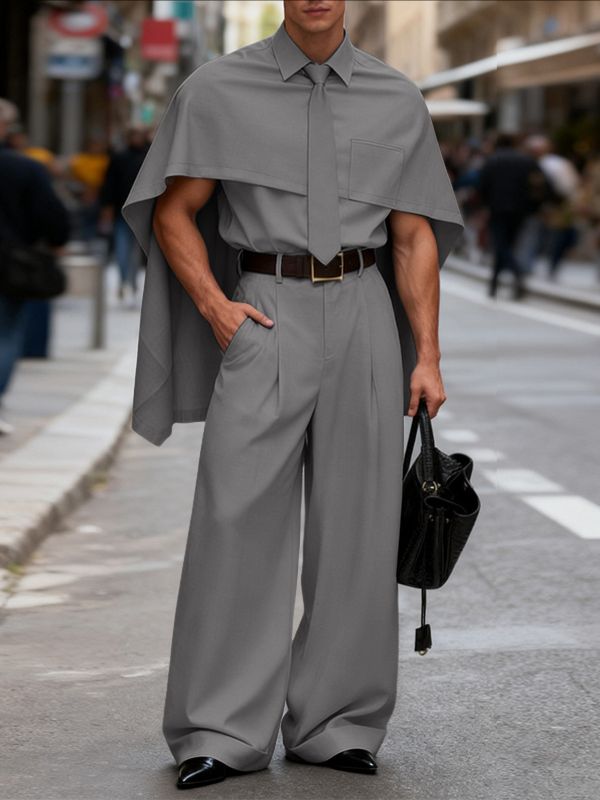 Men's Cape Patchwork Casual Two Pieces Outfit SKUL42643