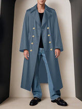 Men's Double Breasted Metal Button Trench Coat SKUL32771
