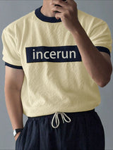 Men's Incerun Print Contrast Color Short Sleeve T-shirt SKUL47770