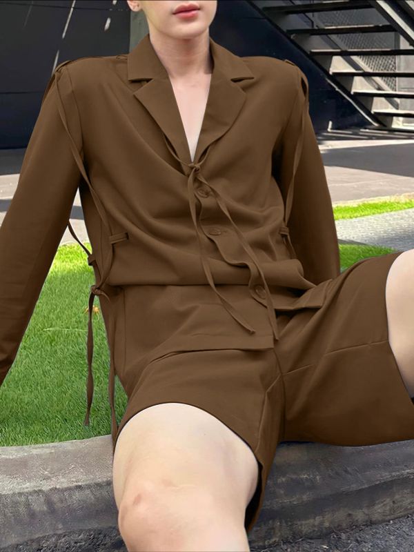 Men's Drawstring Tie Two Pieces Outfit SKUL41551