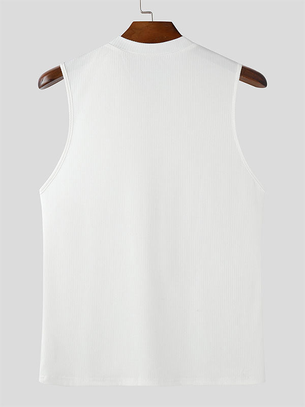 Mens Textured Zip-Up Sleeveless Tank SKUL01087