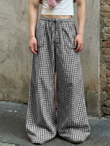 Men's Casual Plaid Loose Fit Pant SKUL58865