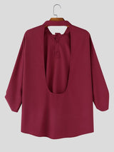 Men's Deconstructed Backless Long Sleeve Shirt SKUL55299