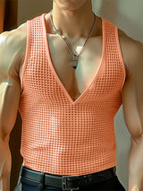 Mens Solid Mesh See Through Sleeveless Vest SKUK61584