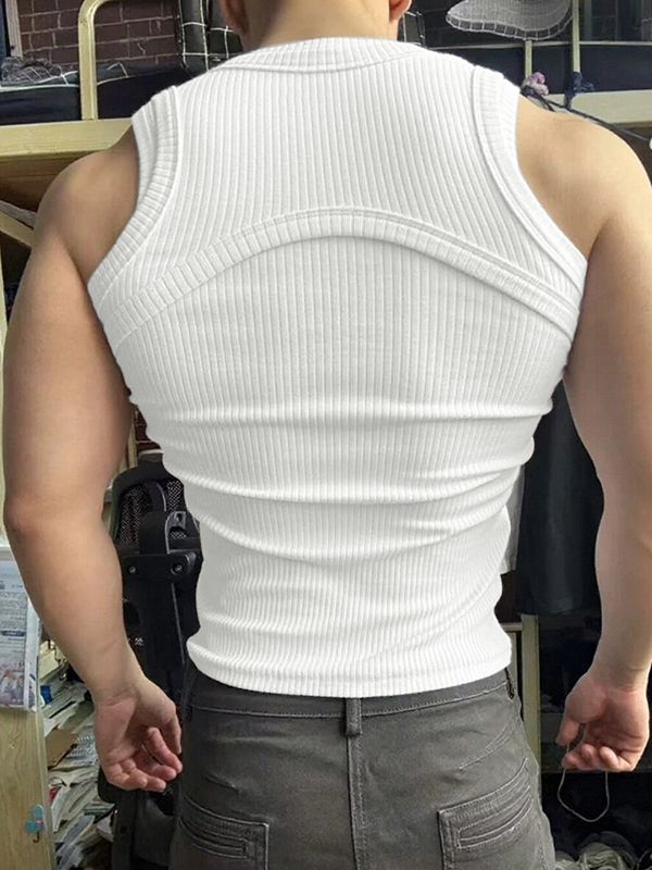 Men's Solid Color Textured Casual Tank SKUL30568