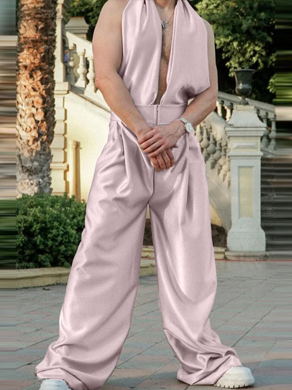 Mens Satin Hollow-Out Sleeveless Jumpsuit SKUL02051