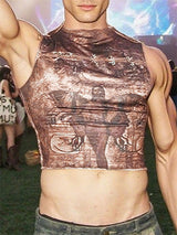 Men's Abstract Print Cropped Tank SKUL15373