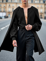 Men's Cape Patchwork Hollow Long Sleeve Shirt SKUL41719