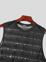 Mens Striped Mesh See Through Sleeveless Vest SKUK48903