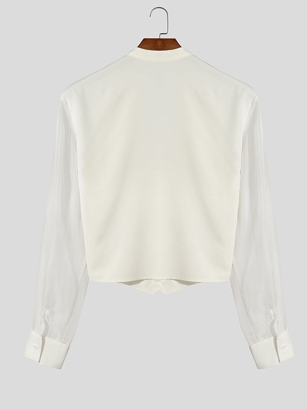 Mens Sheer Mesh Panel Long Sleeve Shirt SKUL03637