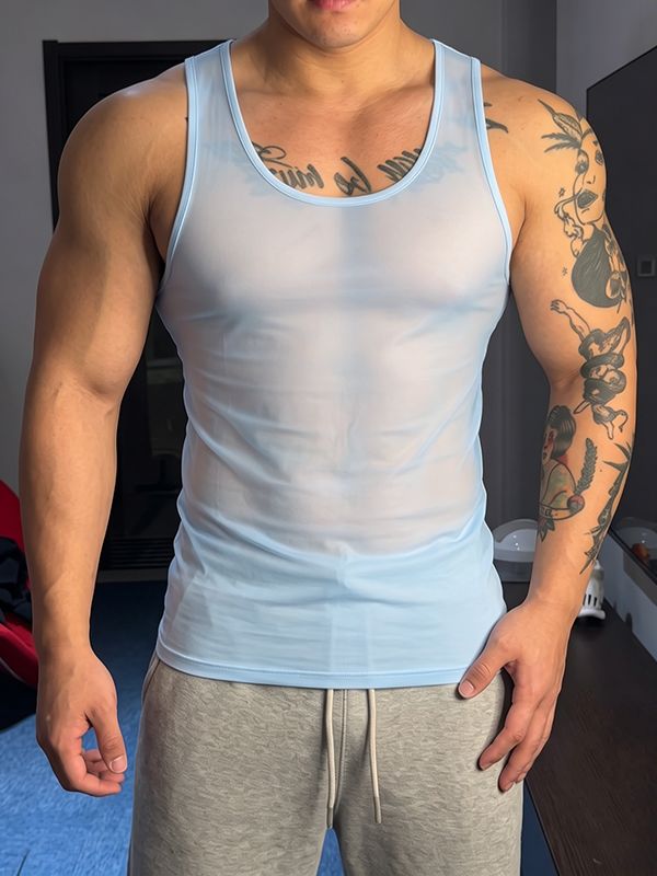 Men's Clubwear Sheer Mesh Muscle Fit Tank SKUL74616