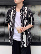 Mens Wavy Striped Short Sleeve Shirt SKUL22415