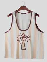Mens Striped Palm Tree Print Tank SKUL07619