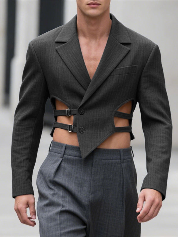 Men's Hollow Cropped Long Sleeve Blazer SKUL30651