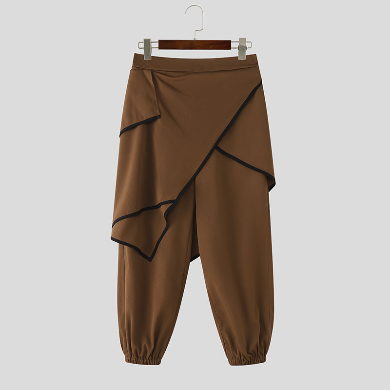 Men's Solid Color Irregular Hem Casual Pant SKUL31522
