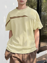 Mens Solid Color Zipper Short Sleeve T-Shirt SKUL17861