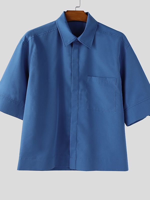 Men's Solid Casual Short Sleeve Shirt SKUL34070