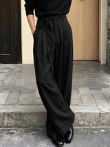 Men's Casual Daily Wear Pleated Drawstring Loose Casual Wide Leg Pant SKUL68403