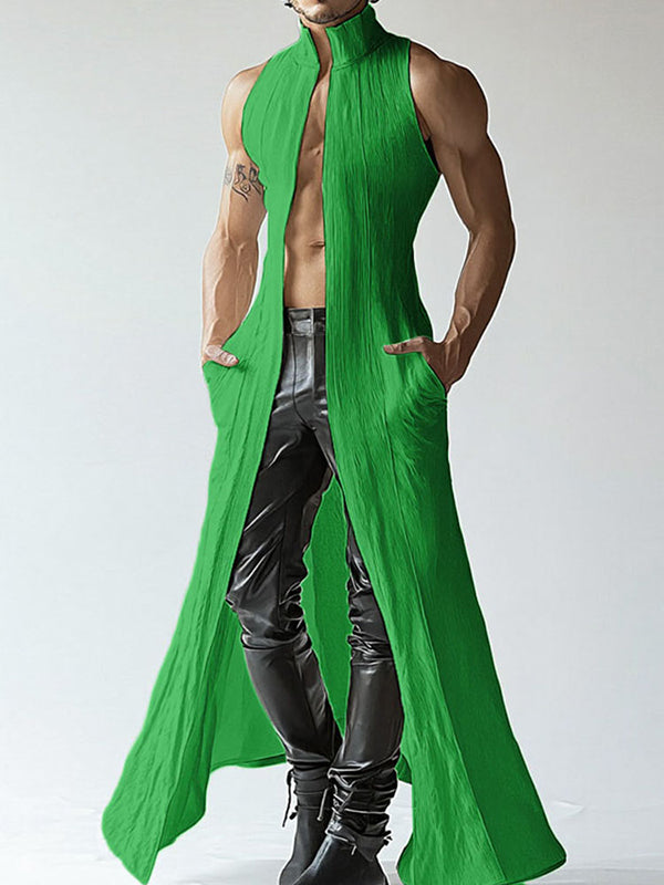 Mens Solid Color Textured Long Tank SKUL03781