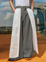 Mens Sheer Mesh Contrast Color Casual Pant SKUL17044