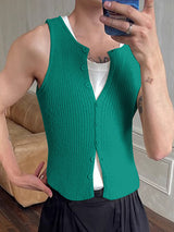 Mens Solid Knit Textured Sleeveless Vest SKUK63657