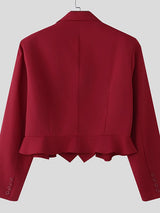 Men's Solid Color Casual Cropped Long Sleeve Blazer SKUL51874