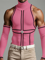 Men's Stripe Colorblock Turtleneck Tank SKUL23779