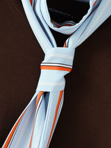 Men's Striped Scarf Crew Neck Knit Short Sleeve T-Shirt SKUL39904