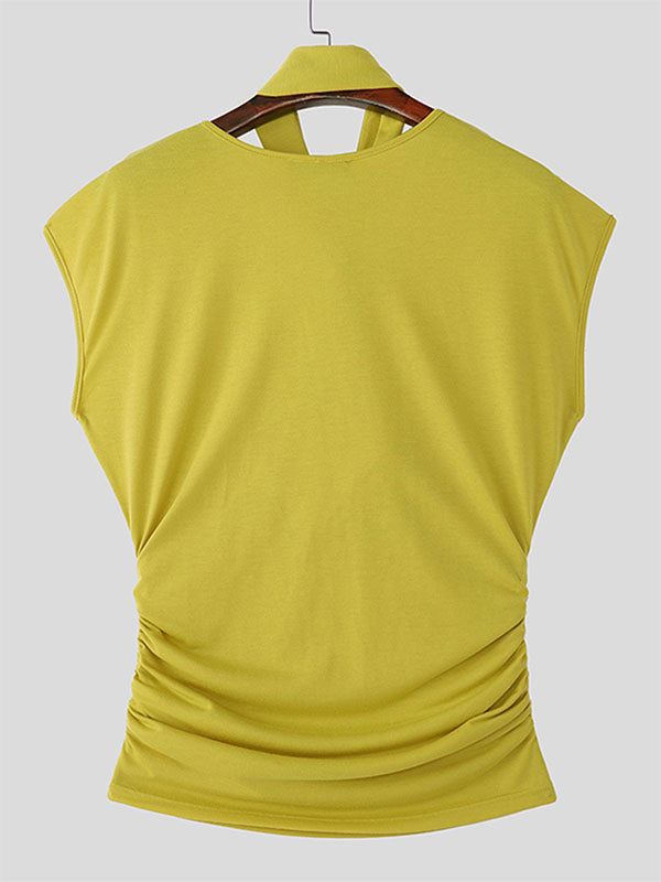 Mens Tie-Neck Halter V-Neck Tank SKUL08481