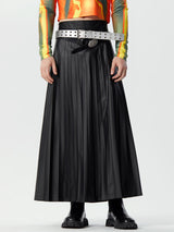 Mens Faux Leather Pleated Solid Skirt SKUK39210