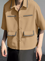 Men's Double Pocket Casual Short Sleeve Shirt SKUL22819
