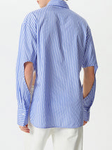 Mens Striped Cutout High-Low Hem Shirt SKUK51720