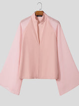 Men's Sheer Flared Long Sleeve Shirt SKUL41276