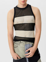 Mens Mesh Patchwork See Through Sleeveless Vest SKUK51165