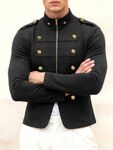 Men's Vintage Steampunk Military Drummer Long Sleeve Cardigan SKUL78983