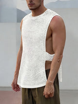 Men's Avant-Garde Hollow Out Crochet Knit Tank SKUL55434